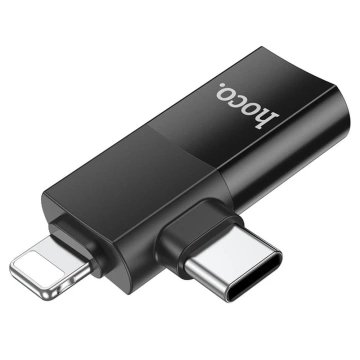 HOCO OTG-Adapter Typ C (Stecker) / Lightning (Stecker) auf USB A (Buchse) 2in1 UA17 Schwarz