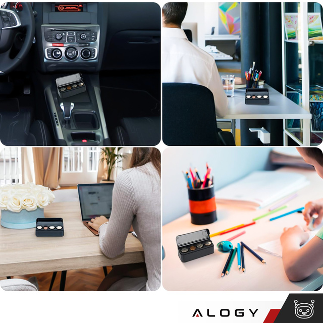 Kasetka na bilon bilonówka portfel organizer schowek na monety drobne do samochodu auta biura domu pudełko Alogy czarny