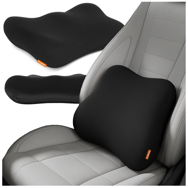  Poduszka do Samochodu pod Plecy Lędźwie DR.MEDIC TravelComfort™ Ergonomiczna poduszka lędźwiowa na fotel krzesło biurowa do auta dla kierowcy pasażera