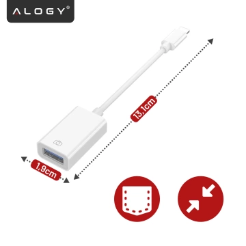 Przejściówka Adapter USB OTG USB-A 3.0 do Lightning, Kabel do iPhone i iPad, Obsługa Pendrive, Szybki Transfer Danych, Alogy OTGLink™ – Biały