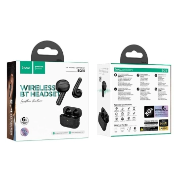 HOCO Słuchawki Bezprzewodowe Bluetooth TWS EQ15 Czarne