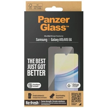 Gehärtetes Glas für Samsung Galaxy A15 5G PanzerGlass Refresh Ultra-Wide Fit EasyAligner