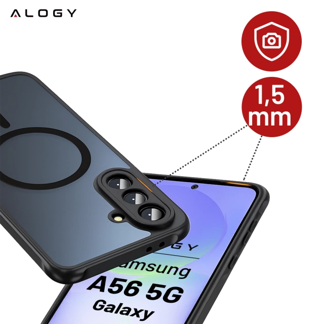 Etui do Samsung Galaxy A56 5G obudowa ochronna na telefon Alogy Matte HybridMag™️ Case do MagSafe Matowe Czarne