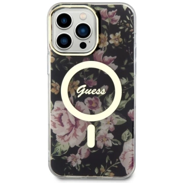Etui für Telefon Guess GUHMP14XHCFWSK für Apple iPhone 14 Pro Max 6,7" Czarny/Black Hardcase Flower MagSafe