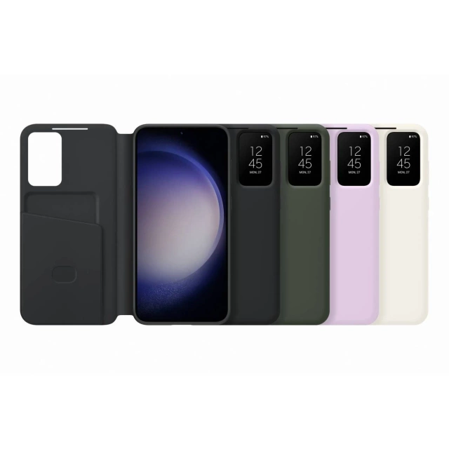 Etui na telefon Samsung Smart View Wallet Case do Samsung Galaxy S23+ Plus pokrowiec z inteligentną klapką okienkiem portfel na kartę liliowe (EF-ZS916CVEGWW)