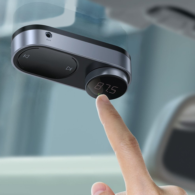 Transmiter FM solarny Baseus zestaw głośnomówiący Bluetooth 5.0 MP3 TF AUX HD Czarny