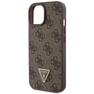 Guess GUHCP15SP4TDSCPW Hülle für iPhone 15 6,1" braun/braunes Hardcase Crossbody 4G Metal Logo