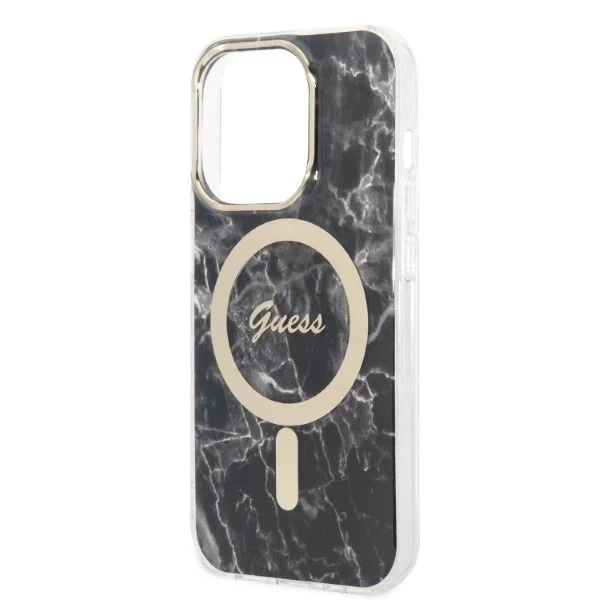 Zestaw Guess GUBPP14XHMEACSK Case+ Charger iPhone 14 Pro Max 6,7" czarny/black hard case MagSafe Marble