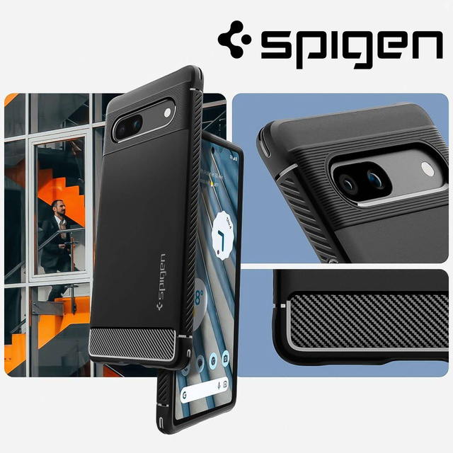 Etui ochronne na telefon Spigen Rugged Armor do Google Pixel 7a Matte Black