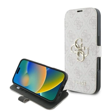 Guess 4G Metal Logo Book Case iPhone 16 6,1″ – Pink z funkcją podstawki