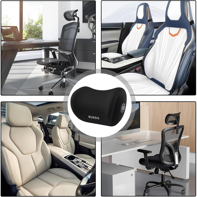 Poduszka samochodowa na zagłówek pod szyję podróżna pianka zapamiętująca biurowa na oparcie Czarna