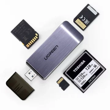 UGREEN SD / micro SD / CF / MS Kartenleser für USB 3.0 grau (50541)