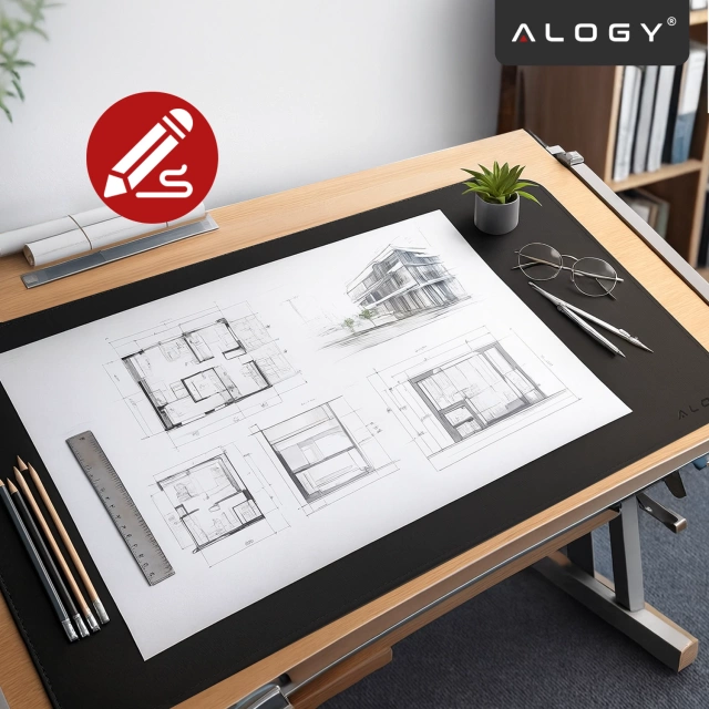 Podkładka na biurko 120×60 cm – antypoślizgowa mata ochronna z eleganckiej ekoskóry PU, pod mysz i klawiaturę, stylowa i trwała – Alogy WorkMat™ Czarna