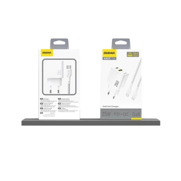 Dudao A26T 25W GaN USB-A, USB-C Ladegerät | Power Delivery, Schnellladung - Weiß