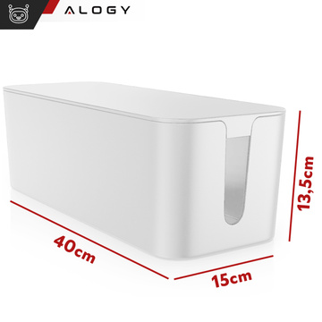Organizer kabli biurkowy podłogowy pojemnik pudełko na kable listwy Alogy Box L 40cm duży Biały