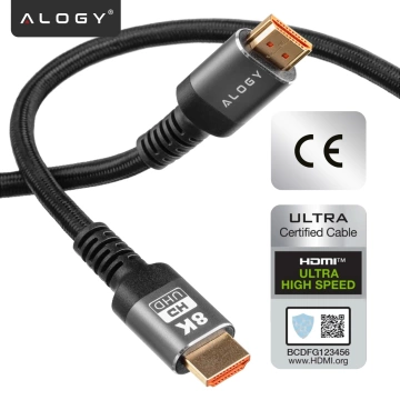 Kabel HDMI 2.1 Alogy 2m 8K PREMIUM ULTRA High Speed ​​60Hz 48GBps Czarny