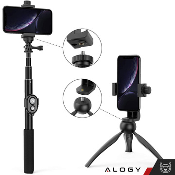 Telefonadapterhalter für Selfie-Stick-Stativ 1/4 drehbar 360 ​​universell Alogy schwarz