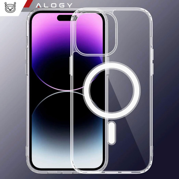 Etui do iPhone 15 Pro MagSafe obudowa Hybrid Case Cover Shock Clear Alogy Przezroczyste + Szkło
