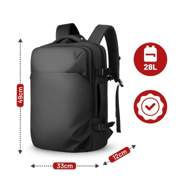 Mark Ryden 17,3" Laptop-Reiserucksack, vielseitig und wasserdicht, 28 l (49 × 33 × 12 cm) – Schwarz