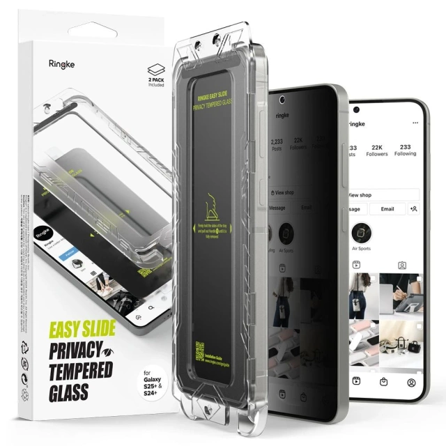 Blickschutzglas für Samsung Galaxy S25 Plus Ringke Easy Slide 2er-Pack Polarisationsfilter