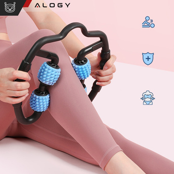 Körpermassagegerät Anti-Cellulite Manueller Muskelroller Alogy 4x Massageroller Universalroller Schwarz und Blau