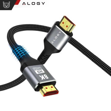 Kabel HDMI 2.1 Alogy 5m 4K 8K PREMIUM MIEDŹ ULTRA High Speed 60Hz 48GBps Czarny