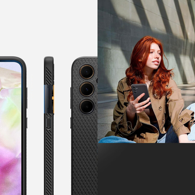 Etui do Samsung Galaxy A35 5G Spigen Liquid Air Case obudowa plecki czarne matowe Matte Black + Szkło