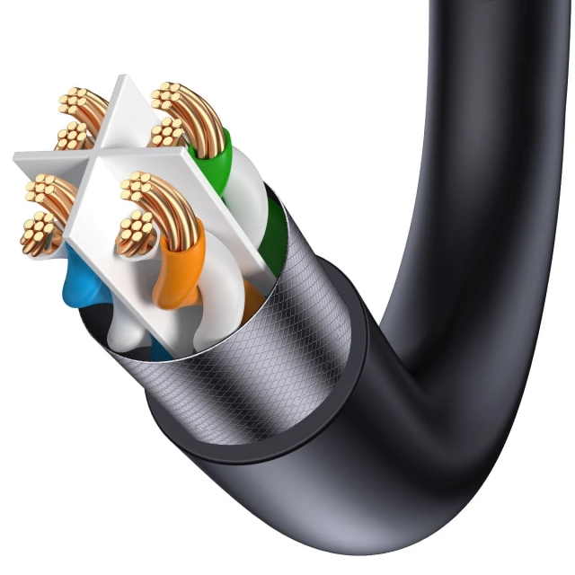 Przewód Baseus Speed Seven szybki kabel sieciowy RJ45 10Gbps 8m czarny (WKJS010601)