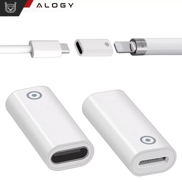 Adapter Alogy Pencil Charger do rysika USB-C Lightning do Apple Pen umożliwiający ładowanie kablem Biały