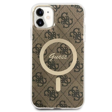 Zestaw Guess GUBPN61H4EACSW Case Charger iPhone 11 6,1" Hard Case 4G MagSafe Print braun/braun