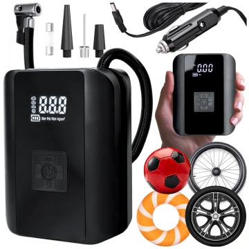 Elektrische Fahrradpumpe für Fahrräder, kabelloser Auto-Luftkompressor, tragbar mit Taschenlampe, 150 PSI Alogy Schwarz