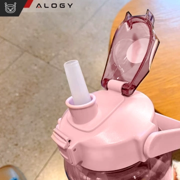 Große Flasche, Trinkflasche Alogy MotivHydro Motivational Messbecher 2l 2000ml Pink