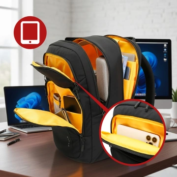 Bange wasserdichter Rucksack für 15,6-Zoll-Laptop, Stadtreisender, 45 x 30 x 16 cm, für Arbeit, Flugzeug, Herren, Damen, mit USB-Anschluss Schwarz