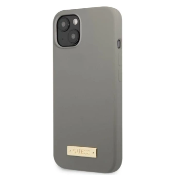 Etui Guess GUHMP13SSPLG do iPhone 13 mini 5,4" szary/grey Hard Case Silicone Logo Plate MagSafe