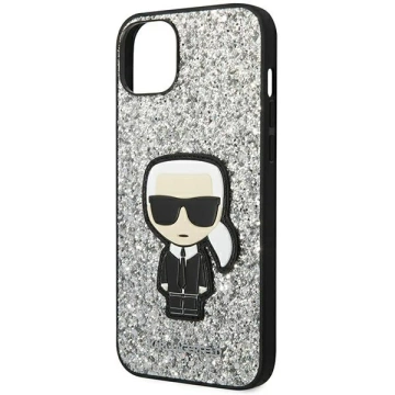 Handyschutzhülle Karl Lagerfeld KLHCP14MGFKPG für Apple iPhone 14 Plus 6.7" Hardcase Silber/Silber Glitter Flakes Ikonik