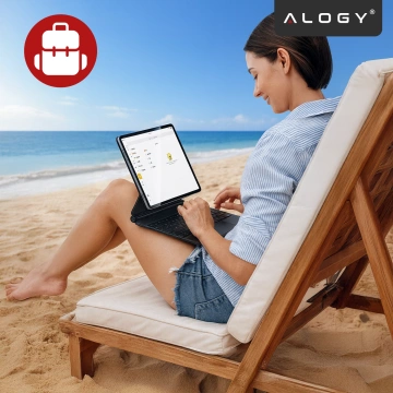 Tastaturhülle für Apple iPad Pro 11" (2021/2020), iPad Air 10,9" (2022/2020) und iPad Air 11" (2024/2025), mit Touchpad, LED-Hintergrundbeleuchtung, magnetischer Halterung und Alogy MagnetKeyboard™-Hülle – Schwarz