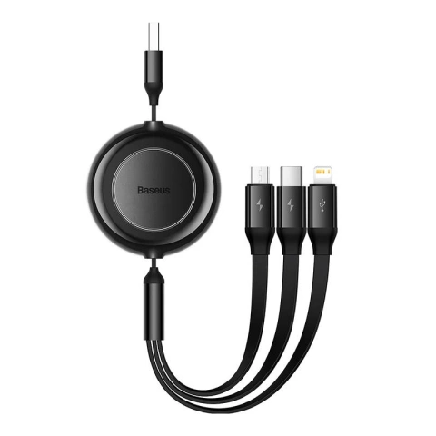Baseus Bright Mirror 2 3in1 USB Kabel, Micro USB / Lightning / USB-C, flach, 3.5A, 1.1m (schwarz)