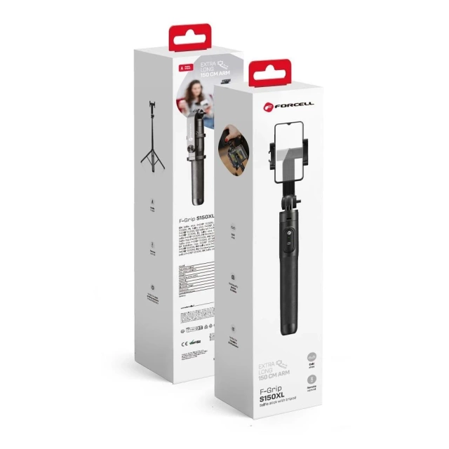 Selfie Stick Forcell F-GRIP S150XL Statyw 150cm Pilot Bluetooth 360°
