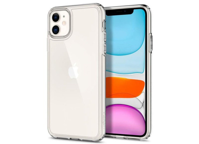 Etui Spigen Ultra Hybrid do Apple iPhone 11 Crystal Clear + szkło alogy