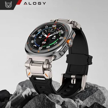 Alogy Luxus-Metall-TPU-Armband für Apple Watch 42/44/45/49 mm, Schwarz