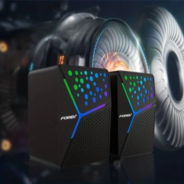 Forev Stereo-Lautsprecher, schwarz, PC, RGB-Hintergrundbeleuchtung