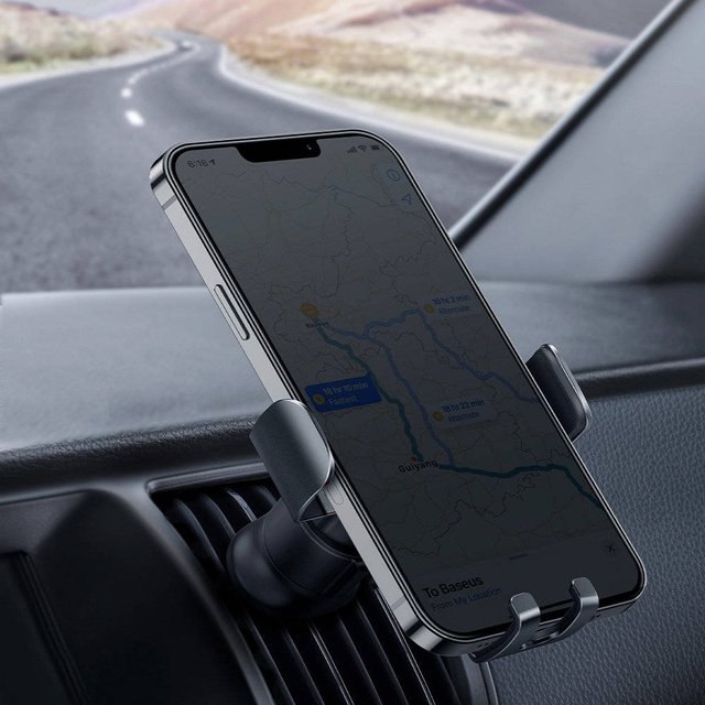 Uchwyt samochodowy do auta Baseus Metal Age II na telefon do kratki Czarny