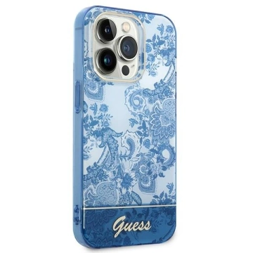 Etui Guess GUHCP14LHGPLHB für Apple iPhone 14 Pro 6,1" niebieski/blue Hardcase Porcelain Collection