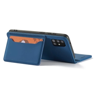 Magnetkartenetui Hülle für Samsung Galaxy A12 5G Tasche Brieftasche Kartenhalter blau