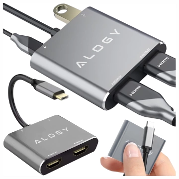 HUB-Splitter Alogy-Adapter für Computer-Laptop mit USB-C auf 3x USB-A 2.0 1x USB-A 3.0 Grau