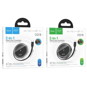 HOCO Kabelloses Ladegerät mit einziehbarem Kabel Typ-C, kompatibel mit MagSafe und Apple Watch, 15 W, CQ18, Grau