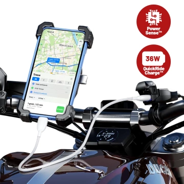 Ładowarka Motocyklowa Kewig USB-C 36W, Szybkie Ładowanie QC, Wodoodporna IP65 z Wyłącznikiem i Podświetleniem LED, Montaż na Kierownicy, do Telefonu, Kamerki, Interkomu – Czarna