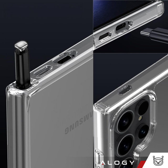 Etui do Samsung Galaxy S24 Ultra obudowa plecki futerał Hybrid Clear Case Alogy Przezroczyste + Szkło