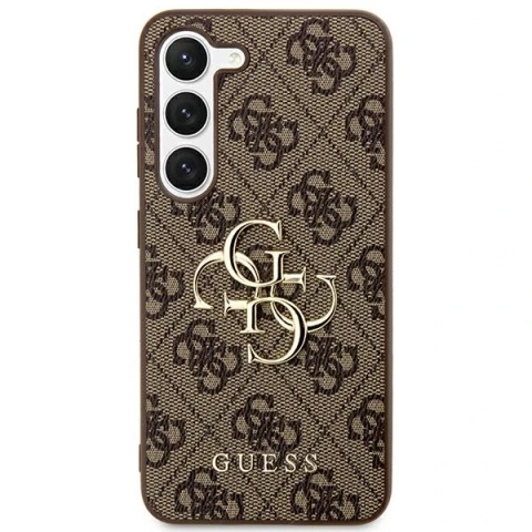 Guess GUHCS24S4GMGBR Hülle für Samsung Galaxy S24 S921 braun/braunes Hardcase 4G Big Metal Logo