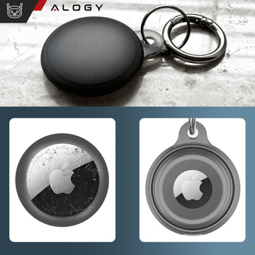Locator-Hülle für Apple AirTag Schlüsselanhänger, wasserdichte Hülle Alogy 360, IPX8-Gehäuse mit Anhänger, mattschwarz